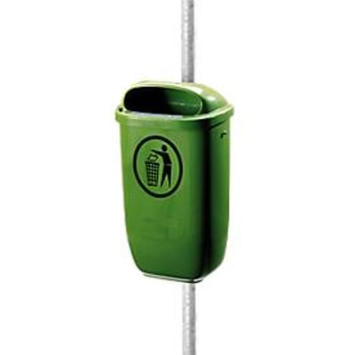 Complete aanbieding: Afvalbak voor buiten - polyetheen - 50 liter - DIN 30713 - groen - met metalen paal