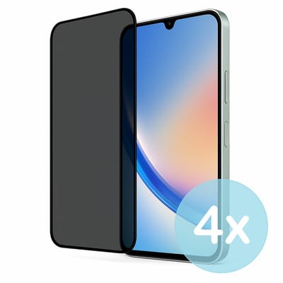 Privacy Screenprotector Geschikt voor Samsung Galaxy A34 – Anti-Gluren – Krasbestendig Gehard Glas 9H – Volledige Dekking – 4-Pack – FuturiQ