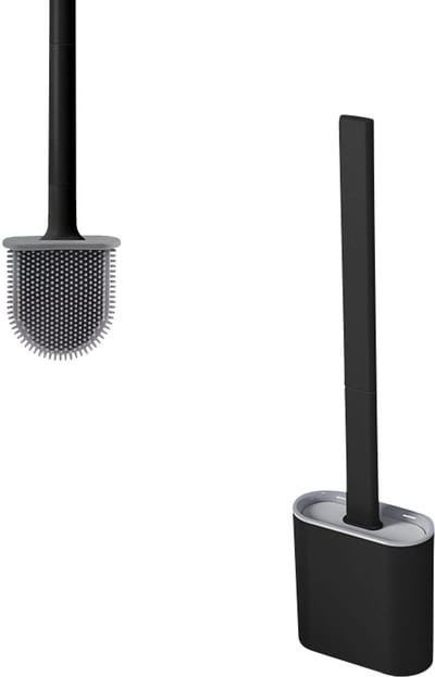 Luxe SIEPS WC Borstel met Houder - Flexibele WC Borstel van Siliconen - Inclusief Montagesysteem - Staand of Hangend - Toiletborstel