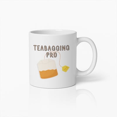 Teabagging Pro Koffiemok 330ml – Grappig Cadeau voor Theeliefhebbers, Unieke Theezak Humor Beker