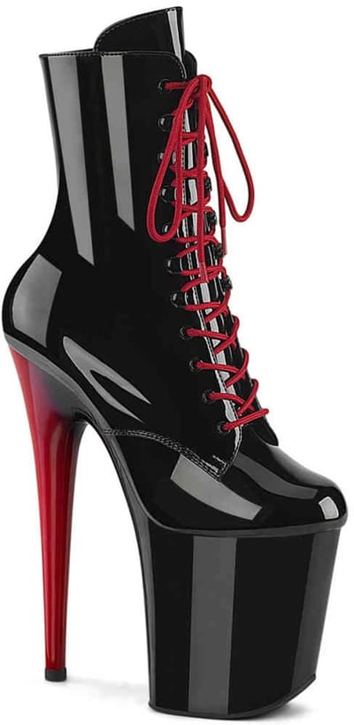 Pleaser - FLAMINGO1020 Plateau Laarzen, Paaldans schoenen - US 6 - 36 Shoes - Zwart/Rood
