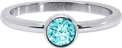 Quiges Stapelring Dames - Vulring - RVS Zilverkleurig met Zirkonia Lichtblauw - Maat 19 - Hoogte 2mm