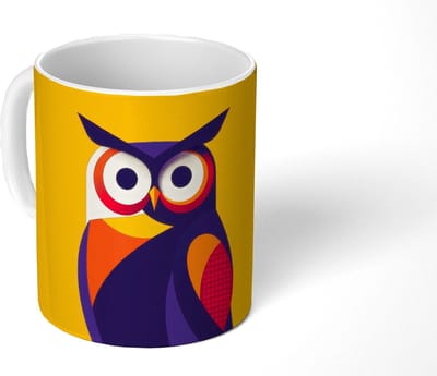 Mok - Koffiemok - Uil - Grafisch - Kleurrijk - Ogen - Mokken - 350 ML - Beker - Koffiemokken - Theemok