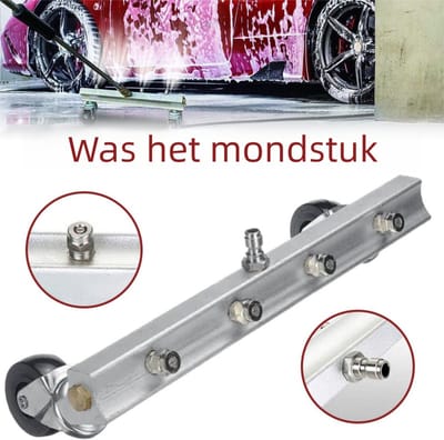 Onderwagen Hogedrukreiniger - Reinigingskop - met vier 65° waaiersproeiers, 2 rollen en 1/4 aansluiting