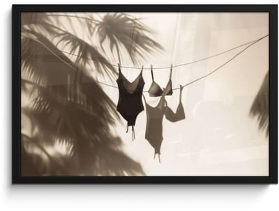 Poster in lijst - Fotolijst 60x40 cm - Posters - Badkleding - Palmbomen - Schaduw - Tropisch - Posterlijst zwart - Decoratie - Wanddecoratie woonkamer - Muurdecoratie slaapkamer