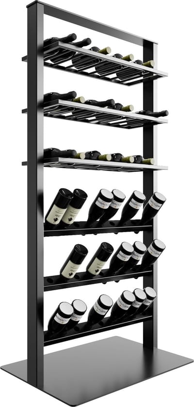 MetaloPro Wijnrek Piemont – Zwart Metalen Flessenrek Voor 54 Wijnflessen, Robuust Design, Wijnstandaard Voor Keuken, Kelder Of Bar – 170x80x60cm