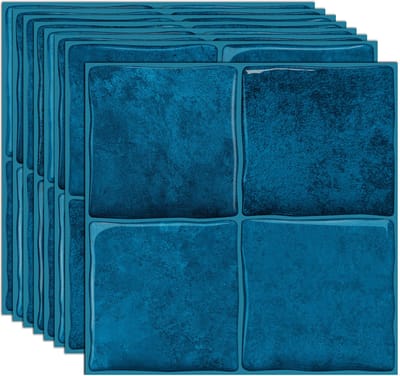 Set van 10 3D Tegelstickers - 15.25 x 15.25 cm - Plaktegels - Zelfklevende Wandtegels - Spatwand Keuken & Badkamer - Watervast - Blauw