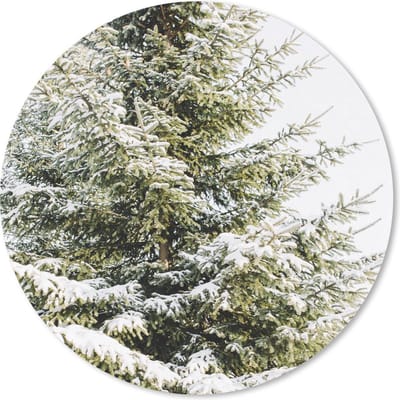 Muismat rond 20x20 cm - Mousepad Winter - Boom - Sneeuw - Ronde muismatten - Kerst - Cadeau - Kerstcadeau voor mannen en voor vrouwen