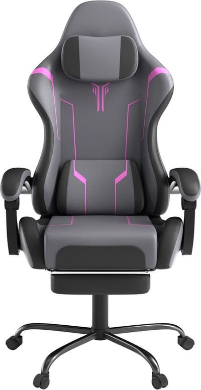 ACXIN Gaming Stoel Ergonomisch - Met Massage & Voetensteun - Grijs-Zwart-Paars