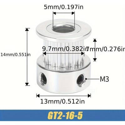 5 stuks GT2-poelies met 16 tanden binnengat van 5 mm of 20 tanden binnendiameter van 5 mm, distributiepoelie voor 6 mm brede 3D-printerriem, aluminium 3D-printer 16teeth white