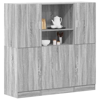 vidaXL - 3-delige - Keukenkastenset - bewerkt - hout - grijs - sonoma - eikenkleur