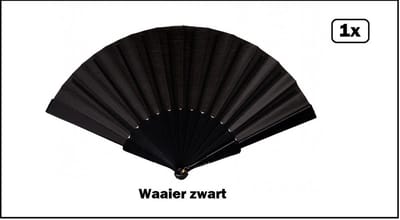 Waaier zwart - Carnaval optocht thema feest festival decoratie fun verkleedaccesoires