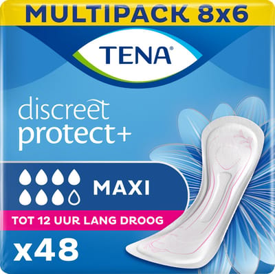 TENA Discreet Protect+ Maxi – verbanden voor zwaar urineverlies – 48 stuks
