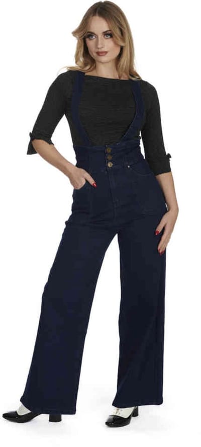 Banned - Denim Day Wijde broek - L - Blauw