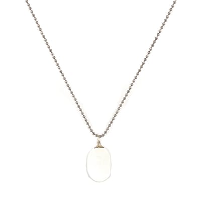 Heaven Eleven - dames ketting - ballchain RVS - bergkristal - 74cm