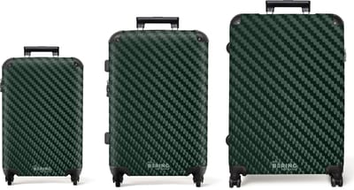 NoBoringSuitcases.com® - Kofferset 3 delig - Koffer lichtgewicht - Groene carbonstructuur - Reiskoffer set met 4 wielen - Handbagage trolley - Middelgrote rolkoffer - Ruimbagage koffer - Koffers met TSA slot