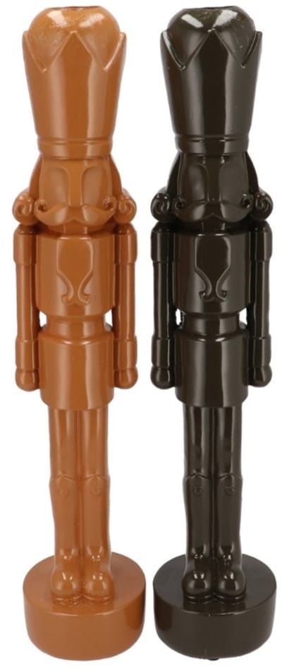 Notenkraker Decoratie Beeld 52 cm – Polyresin Kerstdecoratie – Staande Notenkraker op Voet – Set van 2