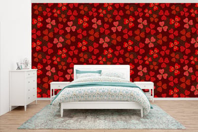 Behang - Fotobehang Patroon - Klaver - Rood - Breedte 500 cm x hoogte 280 cm