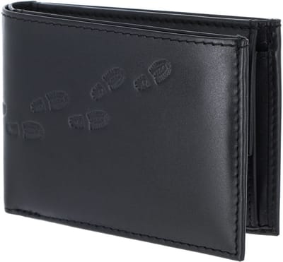 oxmox Leren portemonnee Leather RFID Protect Pocketbörse Footsteps 2.0 Embossed Black zwart