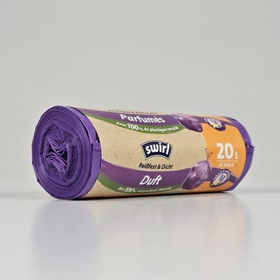 Swirl Vuilniszakken 20 Liter | Trekband | 144 Zakken | 100% Gerecycled LDPE | 38 My | 45x50 cm - Swirl Pedaalemmerzakken Geparfumeerd met Trekband 20L