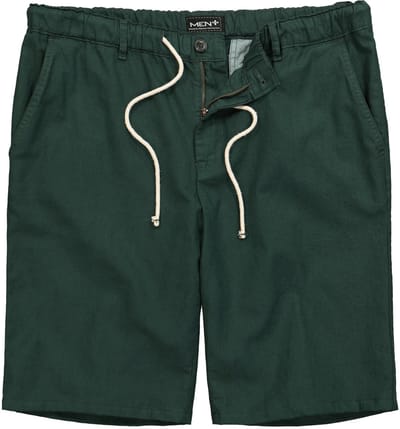 Men Plus - Heren - Linnenmix-Bermuda relaxed fit elastische tailleband - Donkerpetrol - Maat 54