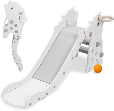 Kinder Glijbaan - Peuter Speelgoed - Binnen en Buiten - Opvouwbaar Design - Tot 50 kg - Wit