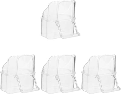 Set van 4 Vogelvoederhuisjes, Hangende Voederboxen, Dispenser voor Vogelvoer, Geschikt voor Kooi en Katten, Ideaal voor Vinken en andere Vogels