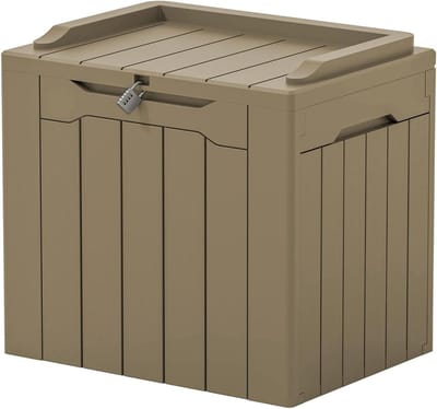 Opbergkist Hars - Terrasopslag Tuin - Buiten Organiseren - Afsluitbaar Hydraulisch - 31 Gallon - Licht Koffie