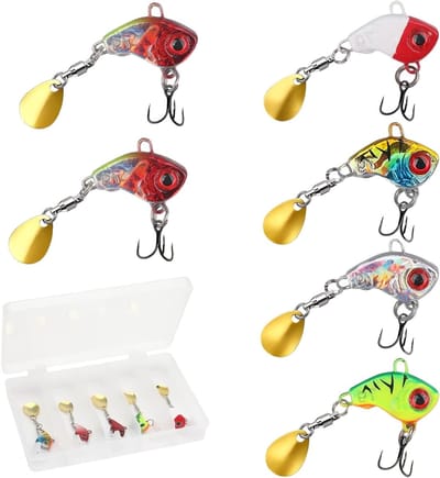 Set van 6 Kunstmatige Vissen Aas met Doos en Drievoudige Haken voor Snoek, Baars en Zander Visserij