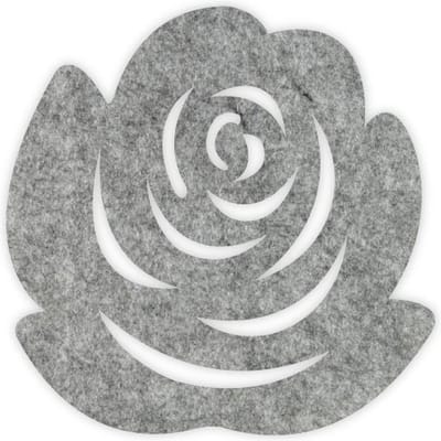 Roos vilt onderzetter - Gemeleerd grijs - 6 stuks - ø 10 cm Rond - Glas onderzetter - Cadeau - Woondecoratie - Woonkamer - Tafelbescherming - Onderzetters Voor Glazen - Keukenbenodigdheden - Woonaccessoires - Tafelaccessoires