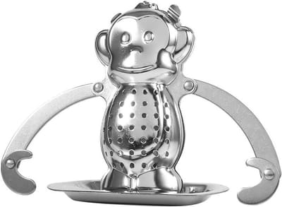 RVS Theefilter voor Losse Thee, Bolvormige Infuser voor Kruidige Thee met Aapvormig Ontwerp, Ideaal voor Theeliefhebbers