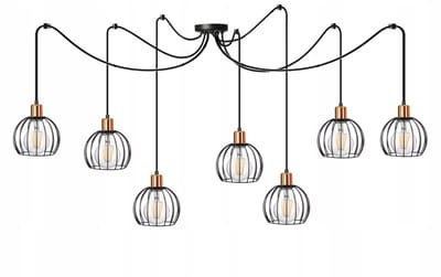 Hanglamp Spider Zwart Koper E27 7x60W - Stijlvolle Verlichting