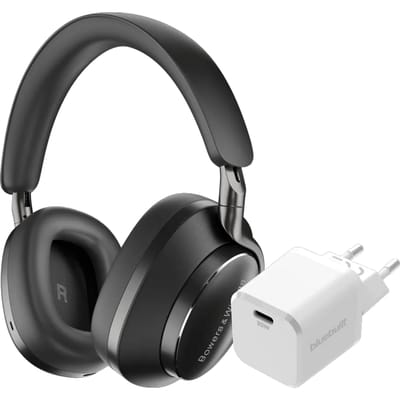 Bowers & Wilkins Px8 Zwart + BlueBuilt Power Delivery Oplader met Usb C Poort 20W Wit