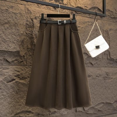 Grote Maat Dames Winter Nieuwe Stijl Bedekt Buik en Maakt Je Slank A-lijn Rok Dikke Dames Hoge Taille Middellange Grote Paraplu Rok XXXL black