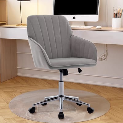 STILVORA Bureaustoel Verstelbaar - Zithoogte 50-59 Cm - Ergonomisch Draaibaar Voor Kantoor En Slaapkamer - Velvet Grijs