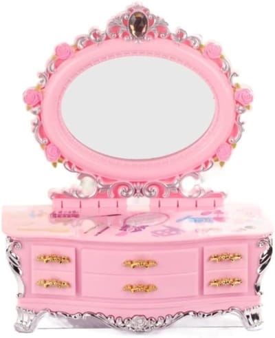 Muziekdoos Meisjes - Sieraden Doos - Opbergen & Decoratie - Met Spiegel - 23.5 x 19 x 6 cm - Roze