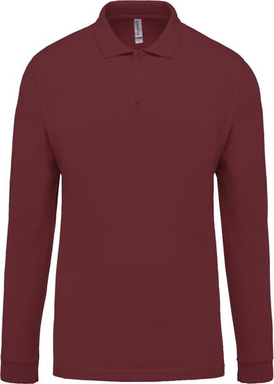 Kariban Piqué-herenpolo lange mouwen K256 - Wine - S