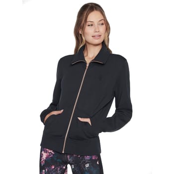 Skechers Hoodless Hoodie Skechcloud Jacket WJA288-BLK, Vrouwen, Zwart, Sweatshirt, maat: L