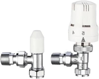 Thermostatische Radiatorventiel - Verwarmingsregelaar Set - Temperatuur Regelen - Hoekuitvoering - 15mm x 1/2" - Chroom