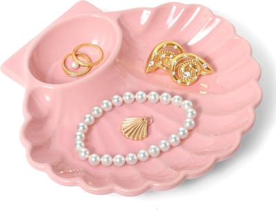 Sieraden Schaal - Schelp Bakje - Organiseren Sieraden - Gecombineerd Ringhouder - 16.5 cm Diameter - Roze