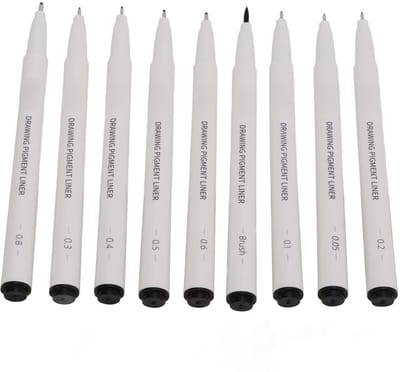 Dailygoods- Finelinerset 9-delig - Waterdichte Microlijnpennen - Verschillende Penpuntgroottes - Soepeler Schrijven - Tekenpennen Volwassenen - Aangename Tekenervaring
