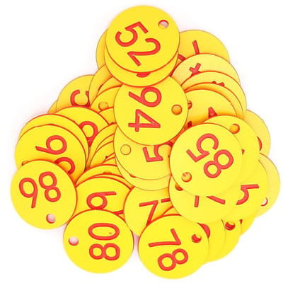 50 Stuks Bijenkorf Tag ABS Ronde Genummerde Borden Labels met Gat Vee Accessoire Rood Geel yellow