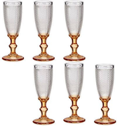 Vivalto Champagneglazen Monaco - 12x stuks - 180 ml - goudkleurige voet