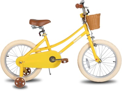Joystar Fantasy Kinderfiets voor Meisjes - 18 Inch - Mand - Zijwieltjes - Bel - Handrem - Geel - Geschikt voor buitenactiviteiten in de lente