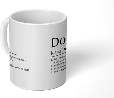 Mok - Koffiemok - Quotes - Dog - Hond definitie - Spreuken - Woordenboek - Mokken - 350 ML - Beker - Koffiemokken - Theemok - Mok met tekst