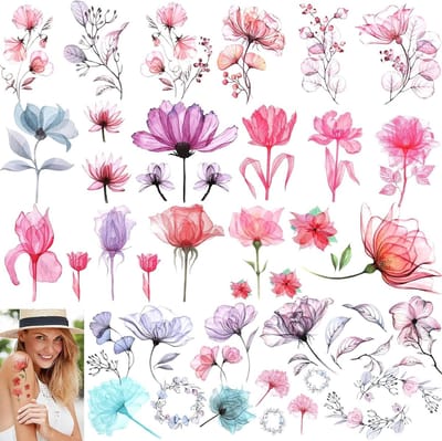 10 Bladen Bloem Temporäre Tattoo Stickers voor Vrouwen en Meisjes - Waterdichte Rozen en Lelies voor Lichaam, Gezicht en Feestdecoratie