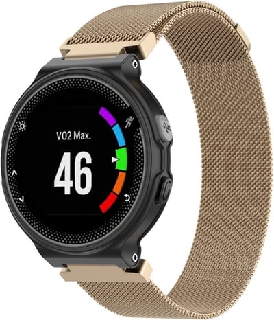 Milanees bandje - geschikt voor Garmin Forerunner 220 / 230 / 235 / 620 / 630 / 735XT / Approach S20 / S5 / S6 - champagne