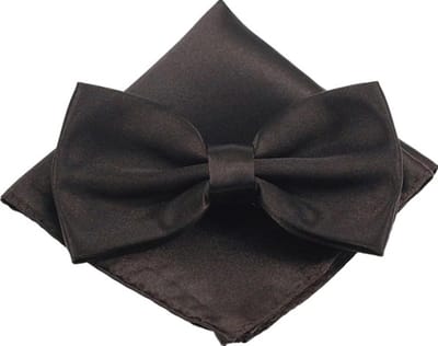 Fako Fashion - Vlinderstrik Inclusief Pochette - Vlinderdas - Strikje - Pochet - Donkerbruin