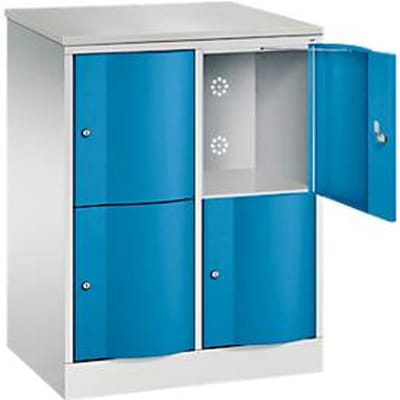 C+P Resisto lockerkast, 2 vakken, 4 vakken, B 772 x D 540 x H 1077 mm, lichtgrijs/lichtblauw