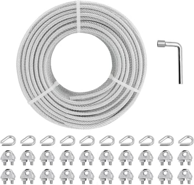 Draadkabel 3/16 inch 50Ft PVC gecoat voor kabelrelingsysteem en decoratie